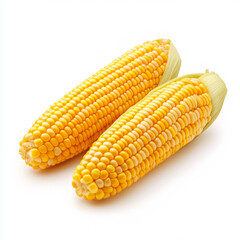 A fresh cob of corn with bright yellow kernels, isolated on a white background, highlighting a versatile vegetable