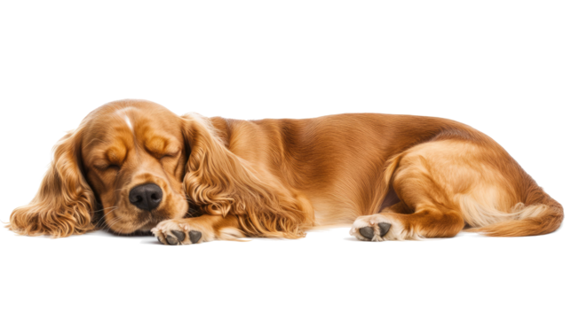 Resting Adult Cocker Spaniel Dog Curled up on a Transparent Background Generative AI