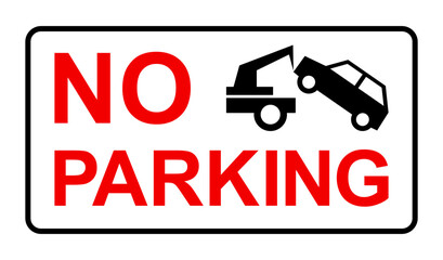 znak zakazu parkowania, holowanie samochodu, ilustracja wektorowa © robert6666