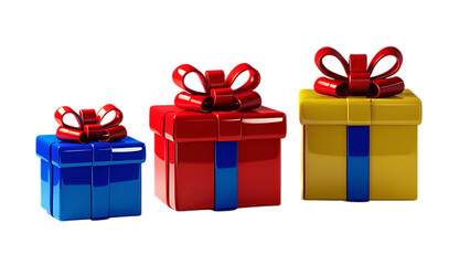 3d cartoon style gift boxes on white background