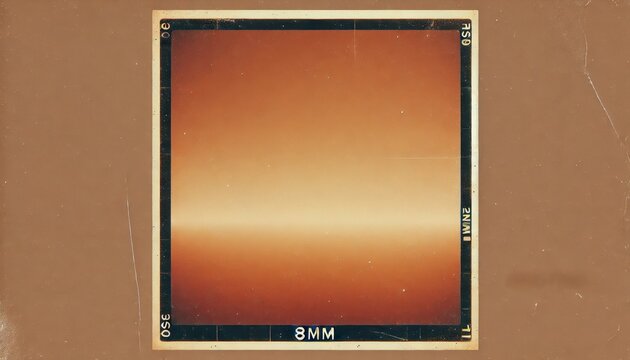 Vintage 8mm film frame with warm orange gradient for retro design aesthetics
