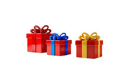 3d cartoon style gift boxes on white background