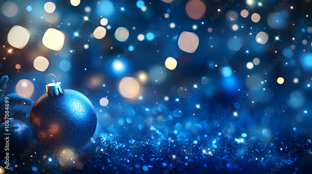 Poster the christmas blue background is made up of abstract magic light and bokeh. 3d rendering.