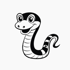 Vector graphic of cute green snake cartoon suitable for world snake day. Cute green snake cartoon on white background.