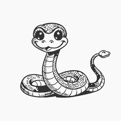 Fototapeta premium Vector graphic of cute green snake cartoon suitable for world snake day. Cute green snake cartoon on white background.