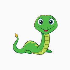 Fototapeta premium Cute funny snake vector cartoon.. Cartoon green snake on white background