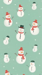 Christmas snowman pattern wallpaper backgrounds winter representation.