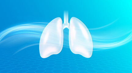 Human lungs in waves of clean fresh air. Healthcare medical concept.