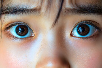 Naklejka premium Close-up of wide-eyed child evoking surprise and curiosity