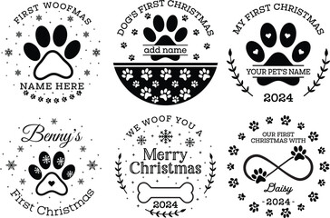 Dog's first Christmas ornament svg bundle