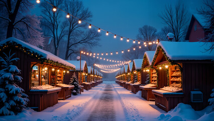 Christmas Market Winter Postcard
