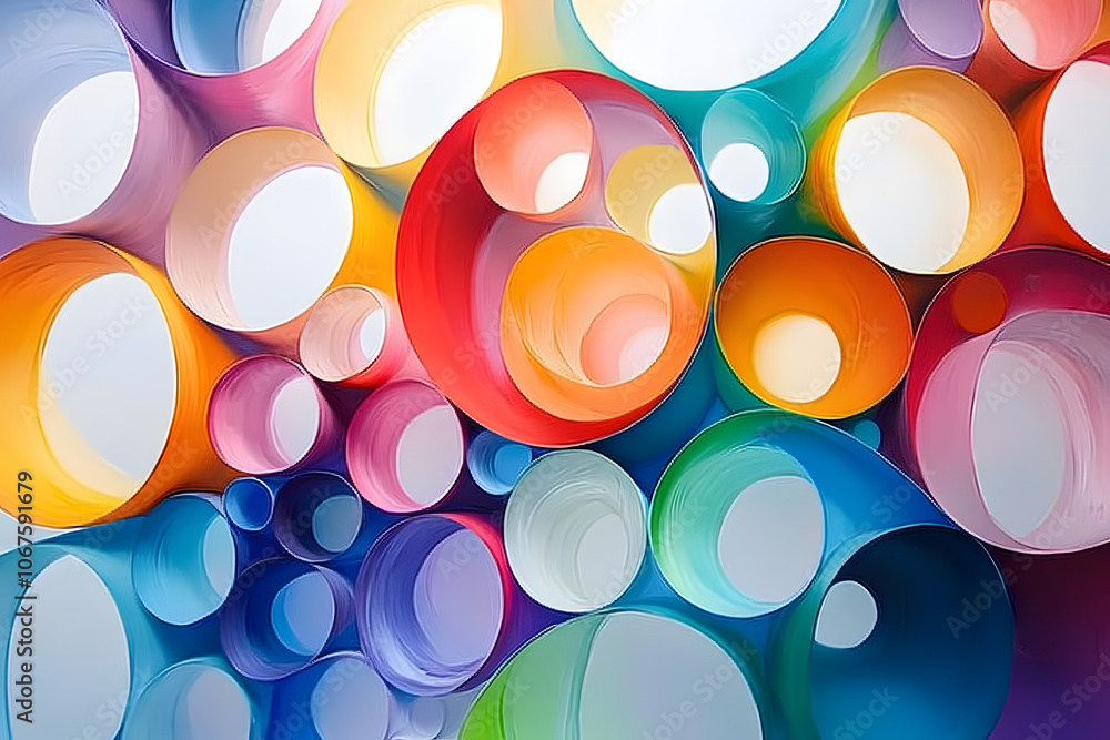 Aufkleber a colorful abstract painting with many circles of different sizes and colors