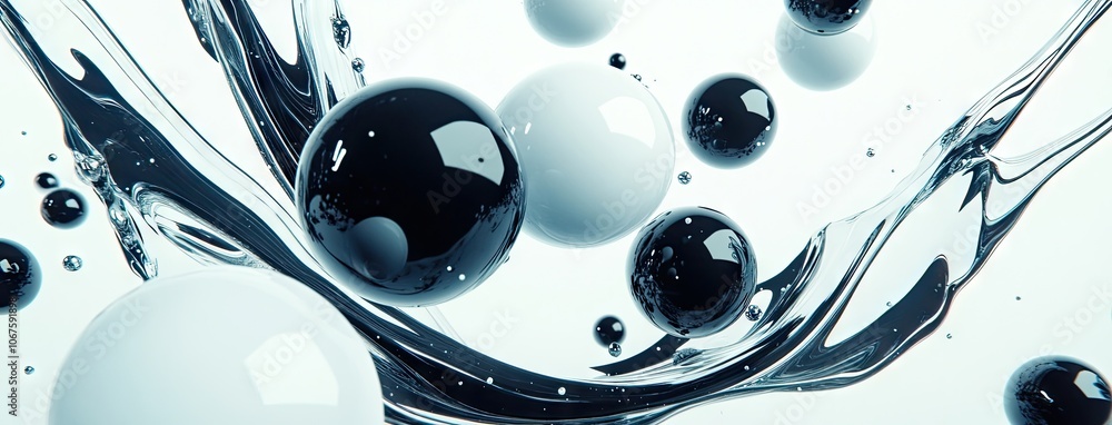Poster exploring the intricate world of carbon black molecules in a science laboratory with a minimalist gr