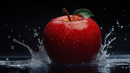 red apple in water