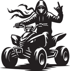Quad bike rider mascot silhouette vector illustration isolated on a white background