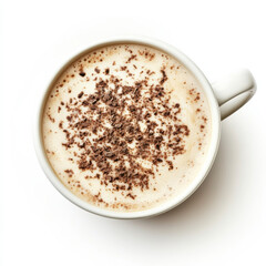 Fototapeta premium A cup of creamy cappuccino with a sprinkle of cocoa, isolated on a white background, emphasizing a warm beverage option