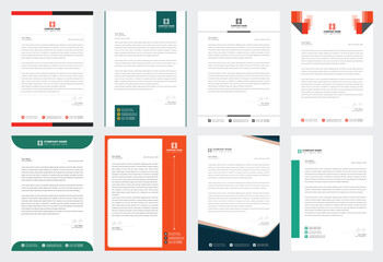 Set of Corporate modern letterhead design template with yellow, blue, green and red color. creative modern letter head design template. Modern Business Letterhead Design. Print ready A4 paper