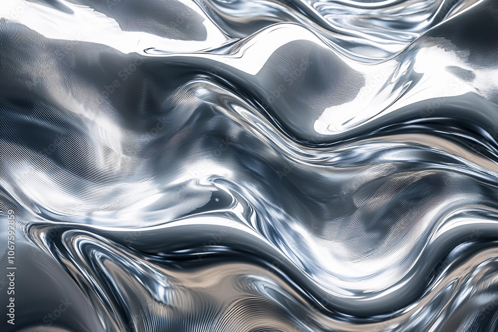Poster shimmering silver waves create a mesmerizing texture in the light