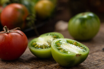 Making a delicious snack from unripe tomatoes.