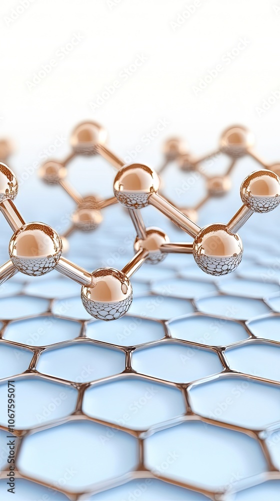 Poster exploring the intricate molecular structure of carbon in a scientific laboratory with captivating ge
