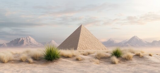Majestic view of the great pyramid in the desert landscape