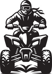Quad bike rider mascot silhouette vector illustration isolated on a white background