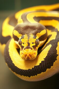 Striking portrait of ball python with vibrant colors