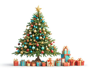 Fototapeta premium christmas tree with gift boxes isolated on white