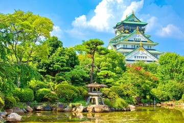 A beautiful view of the majestic Osaka Castle, Osaka Japan
