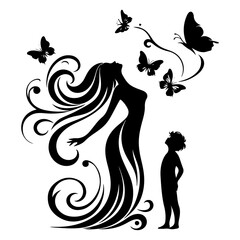 Romantic Silhouette Couple with Butterflies