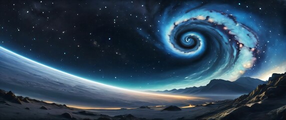 Artistic wallpaper with cosmic swirls and starry skies