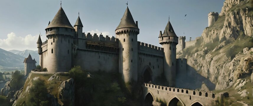 Gaming wallpaper featuring a medieval castle under siege