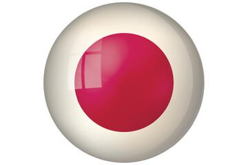 Flag of Japan. Japanese national symbol in official colors. Template icon. Abstract vector background. Round glass light ball, 3D big bubble, sphere