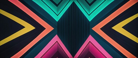 Retro wallpaper with bold geometric shapes in neon colors