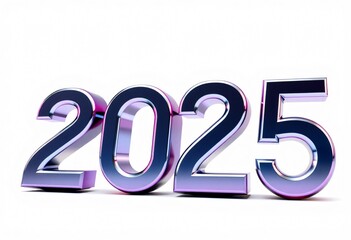 2025 3d letters in black metallic on white background