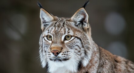 Obraz premium Intense gaze of majestic Eurasian lynx in natural habitat