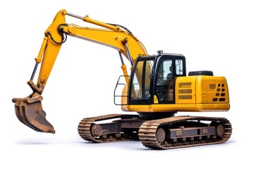 Excavator white background construction.