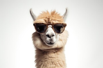 Obraz premium Sunglasses alpaca mammal animal.