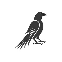 Fototapeta premium Stylized Black and White Silhouette of a Raven