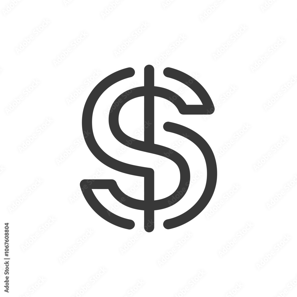 Poster stylized dollar sign with circular design elements