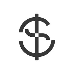 Stylized Dollar Sign Icon with Geometric Design