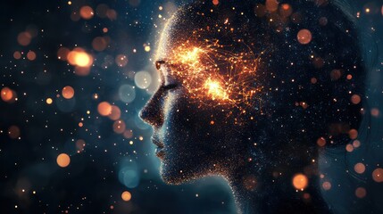 Thoughts and idea concept with abstract visuals