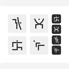 Fight Pictogram Icon Set Martial Art Dojo
