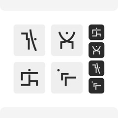 Fight Pictogram Icon Set Martial Art Dojo