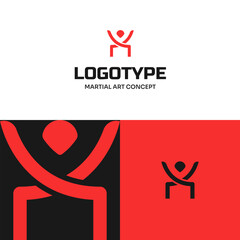Abstract Logo Person Figure Fight Martial Art Dojo