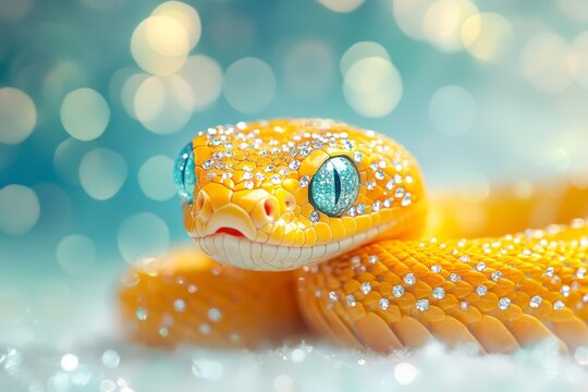 Snake head with rhinestones and diamonds