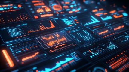 Obraz premium A futuristic digital dashboard displaying real-time stock market trends