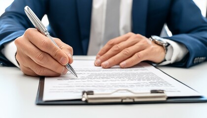 Businessman signing business contract at office, close up. Contract concept