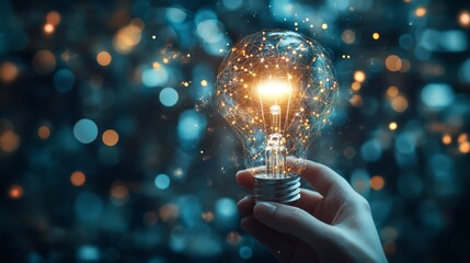 Business executive holding "AI" lightbulb, emphasizing the impact of artificial intelligence on future tech