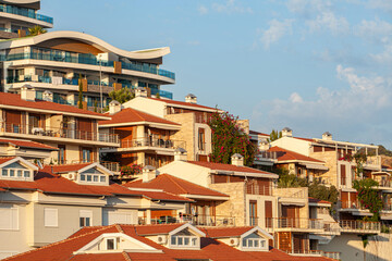 Colorful painted houses on hillside at Bristol UK